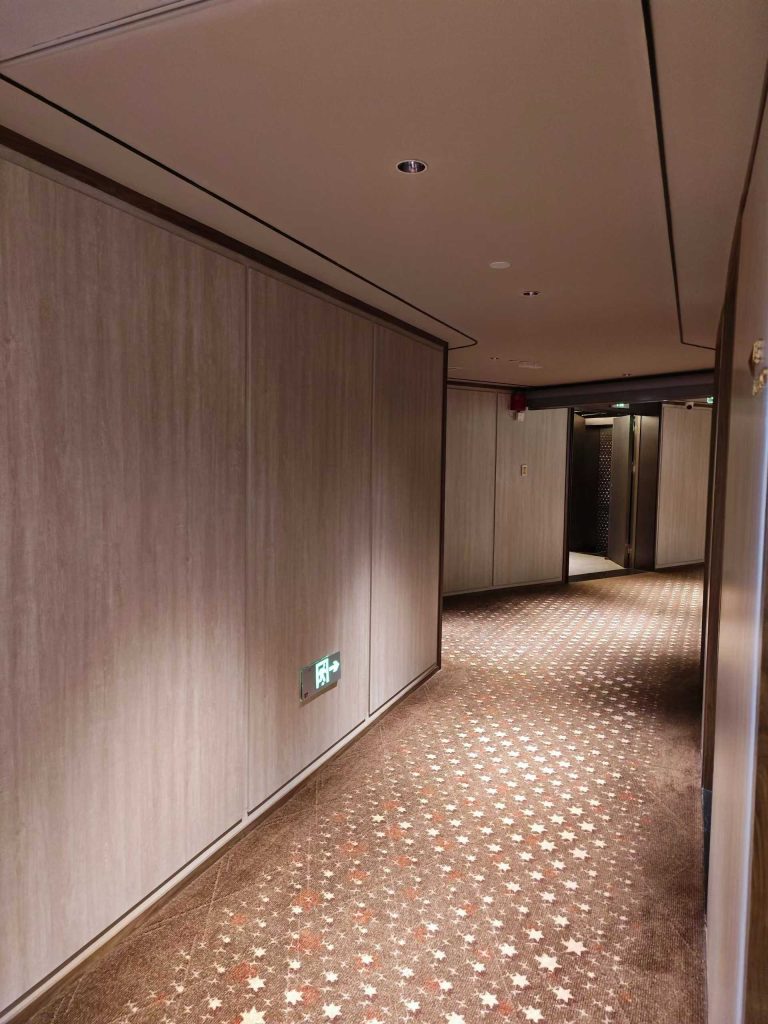 SPC wall panels used in hotel corridors