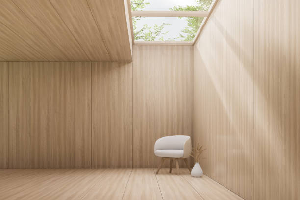 Minimal style contemporary wooden room