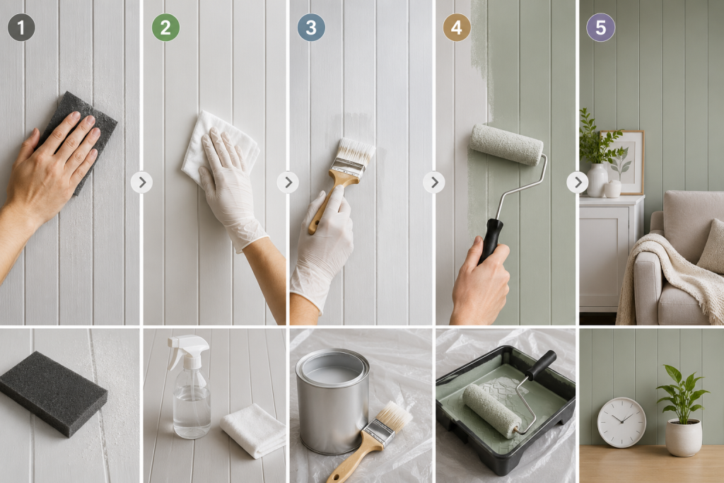 Paint PVC Wall Panels Step