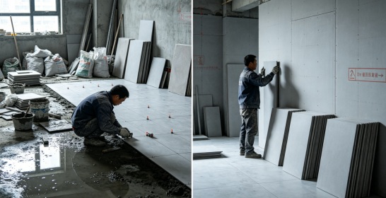 Wet Tile Worksite vs. Clean Wall Panel Installation Site