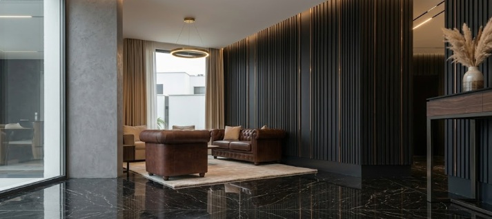 black color wpc panel with black marble