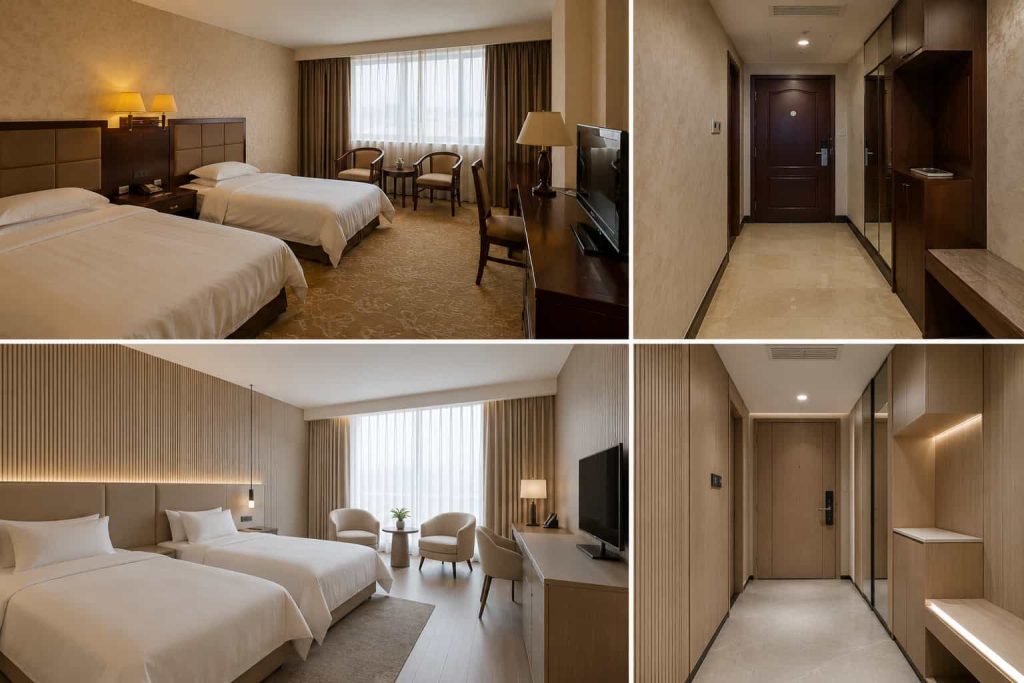Hotel renovation before and after comparison