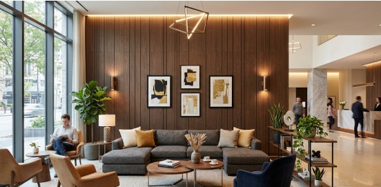 WPC panels in hotel lounge areas