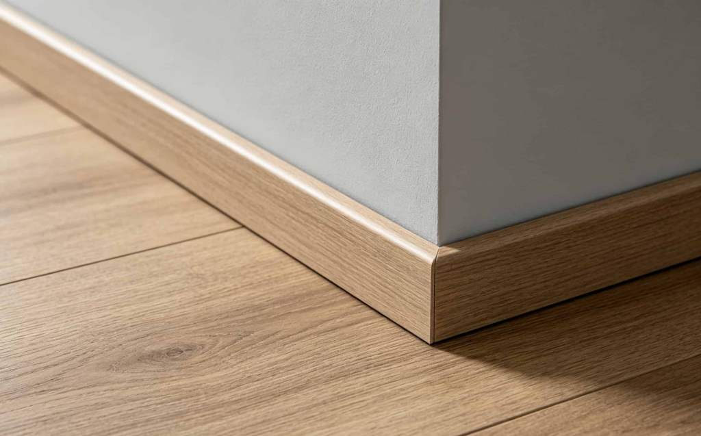 baseboard covering SPC flooring expansion gap along wall