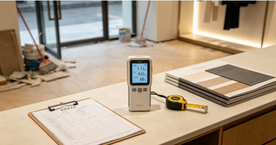 VOC air quality monitor for flooring