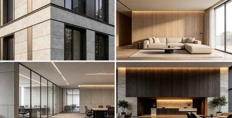 applications for wall cladding and wall paneling in residential and commercial spaces