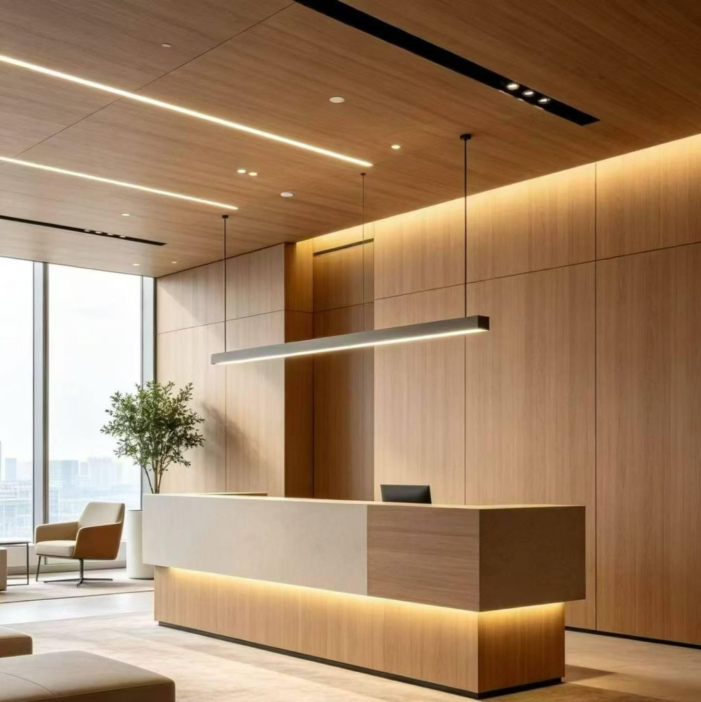 Office Interior Featuring Wood-Grain Wall Paneling(1)