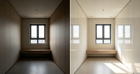 Wall panel finishes affect the room visual space